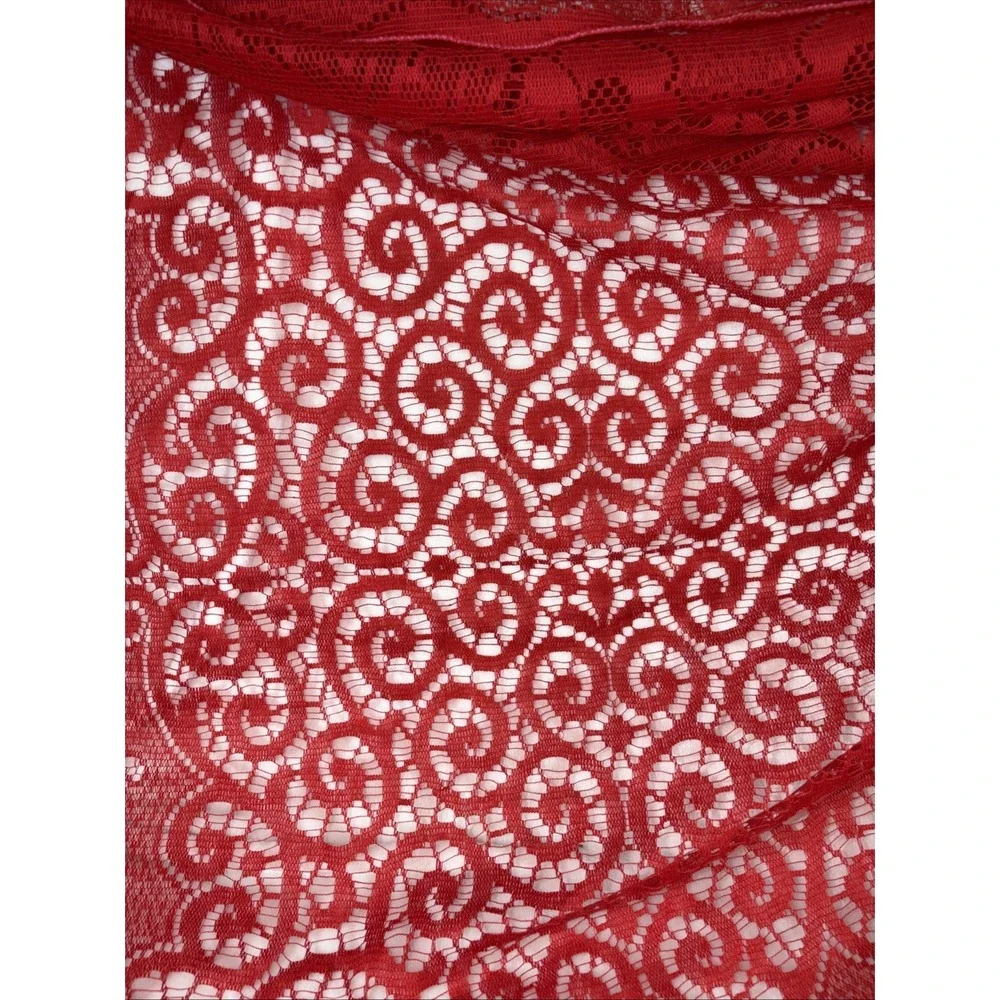 Vintage 70s Red Lace Tablecloth 70